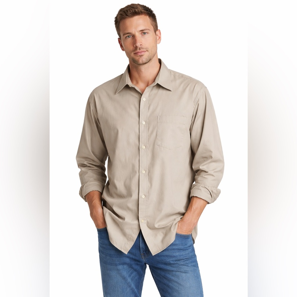 Eddie Bauer Tan Button Up Shirt XXL Vintage Y2K Boho
